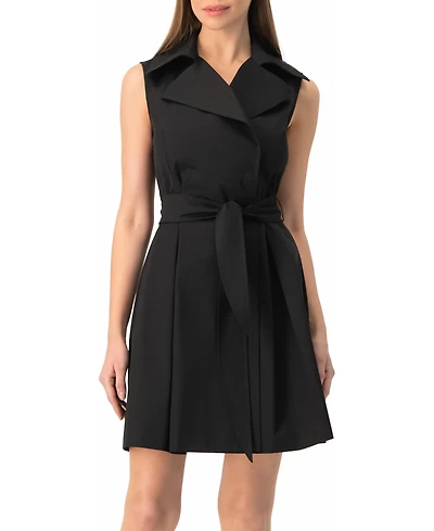 Ivonne Women's Belted Sleeveless Trench-Style A-Line Mini Dress