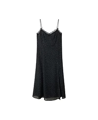 Mango Women's Lace-Detail Polka-Dot V-Neck Dress