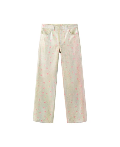 Mango Women's Foil-Printed Straight Mid-Rise Jeans