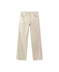 Mango Women's Foil-Printed Straight Mid-Rise Jeans