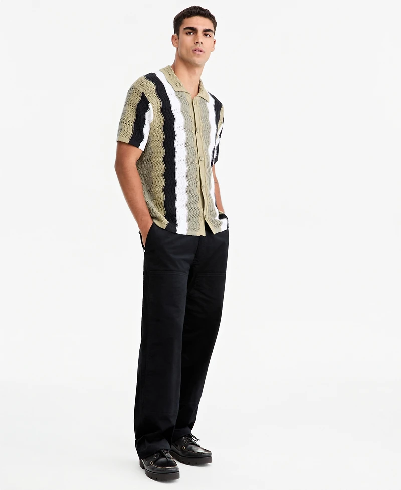 Mode of One Men's Lightweight Open-Knit Wave Polo Sweater, Macy's Exclusive