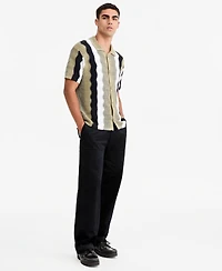 Mode of One Men's Lightweight Open-Knit Wave Polo Sweater, Macy's Exclusive