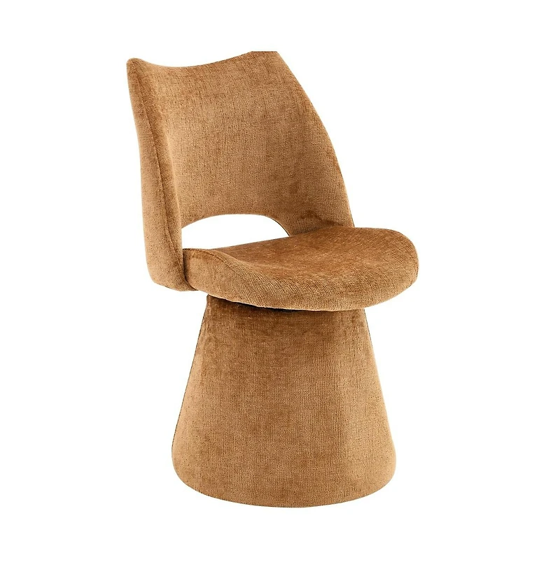 Maison Boucle Swivel Accent Chair with Chenille Upholstery, Open Back Dining for Vanity or Home Office, 360-Degree Swivel, Metal Base