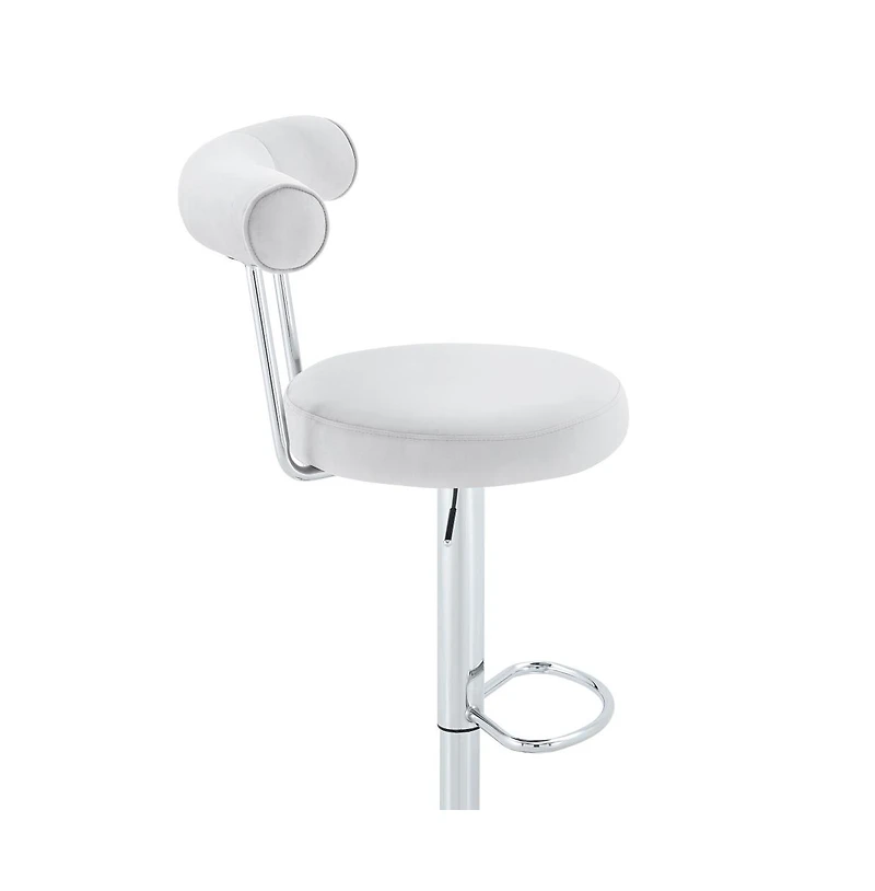 Maison Boucle Set of 2 Soft Velvet Upholstered Swivel Adjustable Bar Stools, 360-Degree Counter-Height Chairs, Chrome Silver Base
