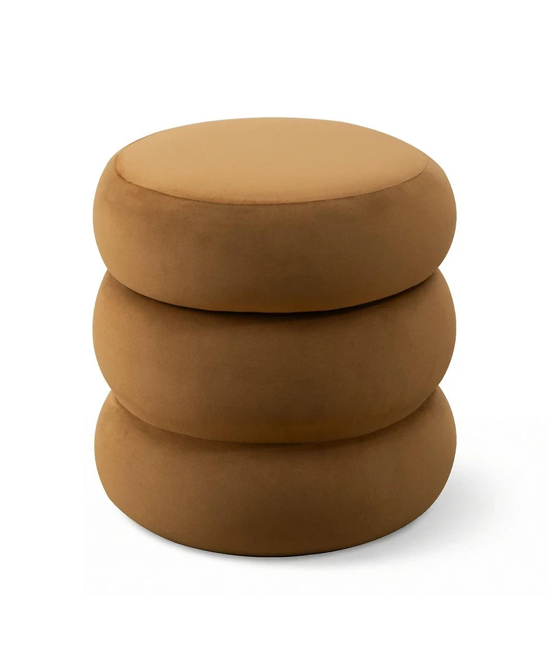 Maison Boucle Round Velvet Storage Ottomans Set of 2