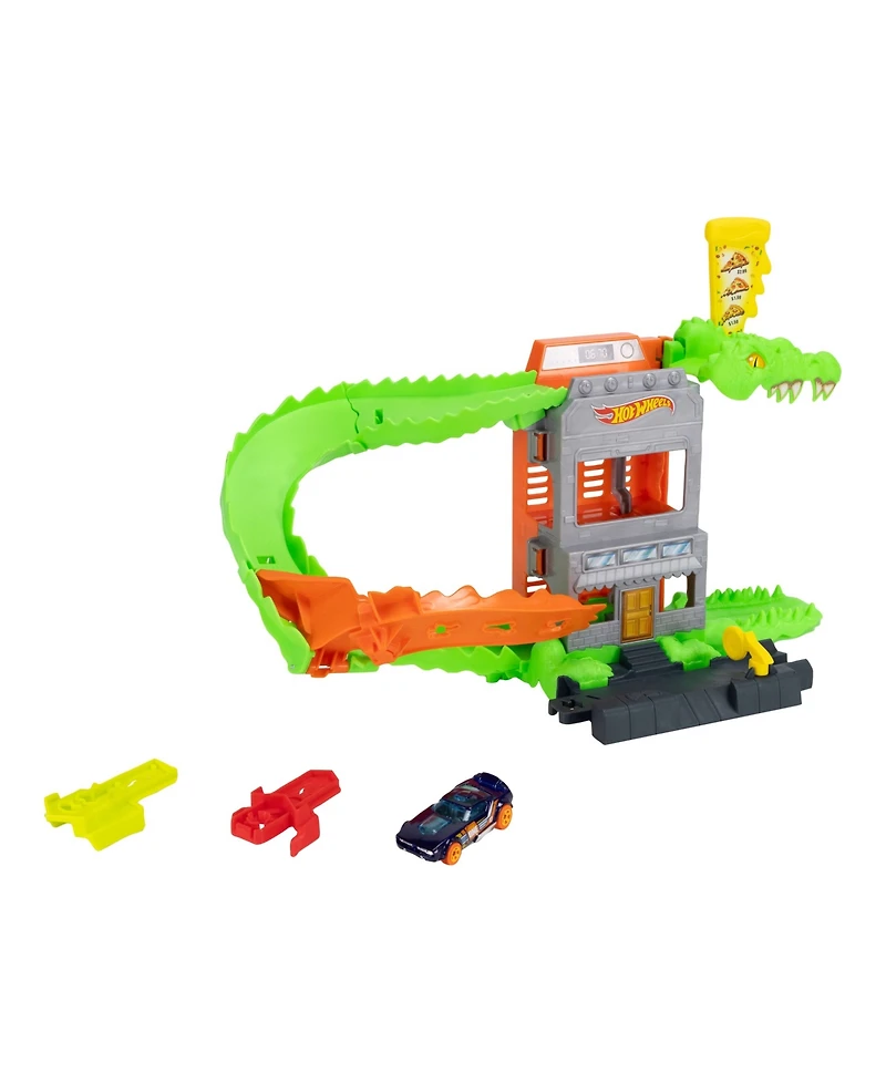Hot Wheels 1:64 Scale City Croc Pizza Attack Playset