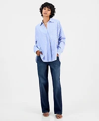 French Connection Women's Striped Long-Sleeve V-Neck Button-Down Shirt