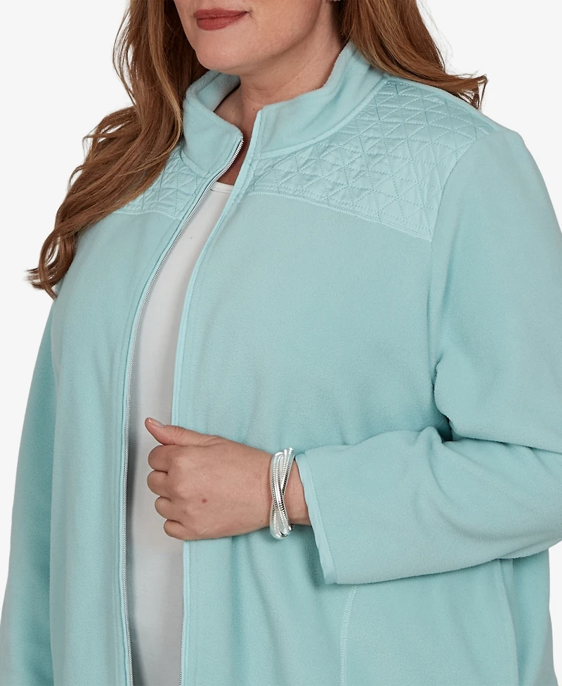 Alfred Dunner Plus Classic Quilted Zip-Front Knit Jacket