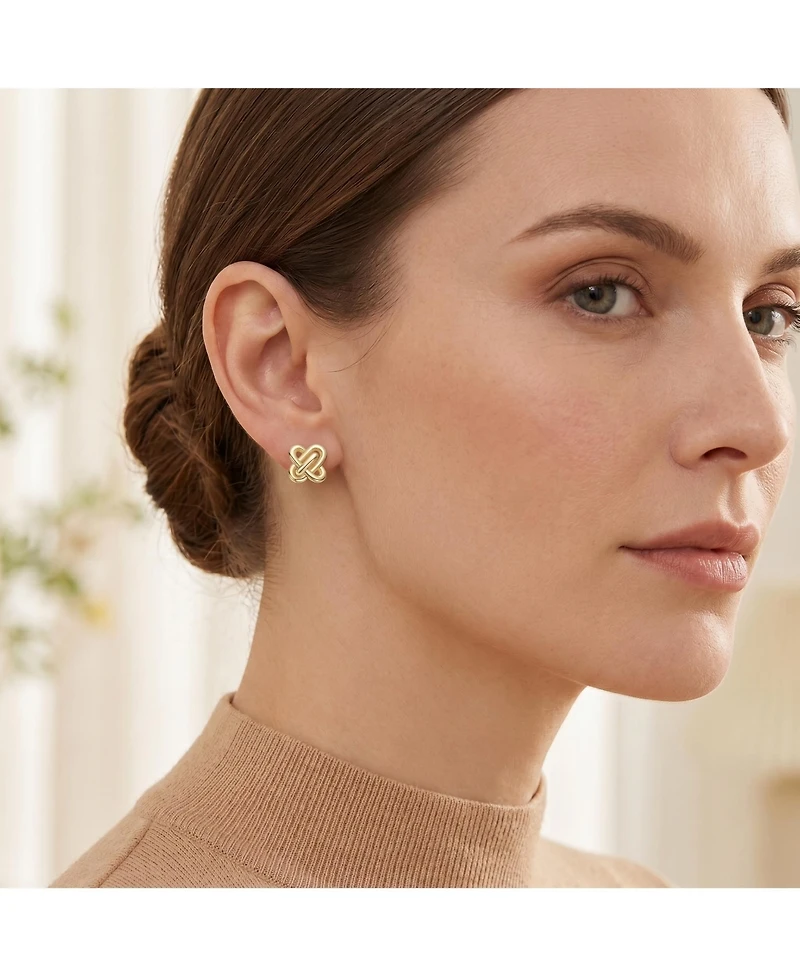 Rachel Glauber Elegant Knot Loop Stud Earrings in 14K Gold Plated