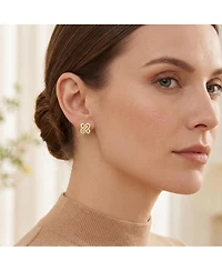 Rachel Glauber Elegant Knot Loop Stud Earrings in 14K Gold Plated