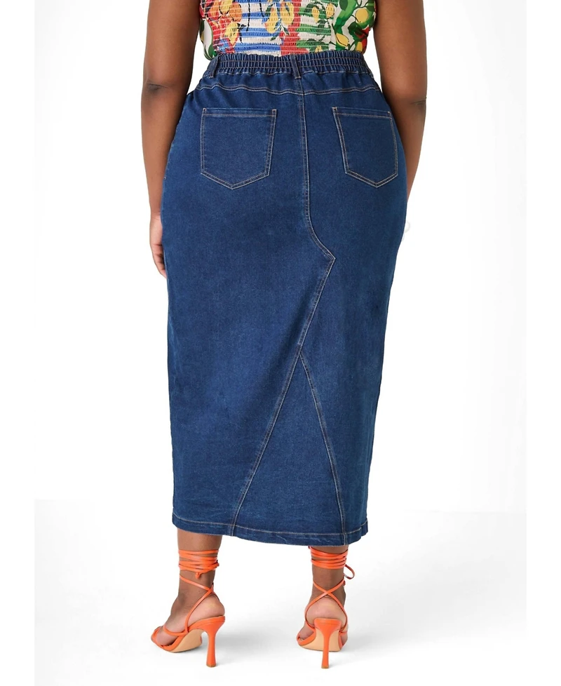 Ashley Stewart Plus High-Waisted Frayed Maxi Skirt