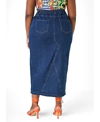 Ashley Stewart Plus High-Waisted Frayed Maxi Skirt
