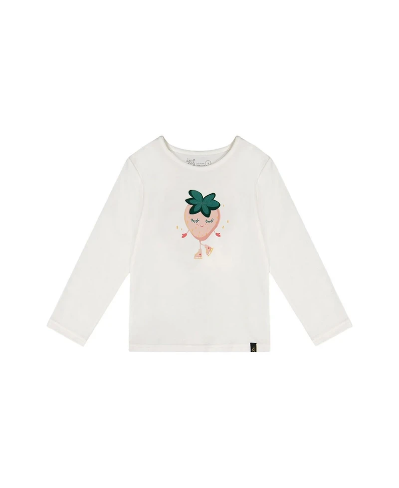 Deux par Little Girls Long Sleeve Organic Cotton Strawberry T-Shirt