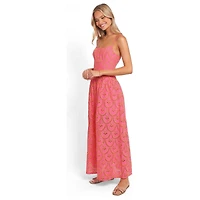 Petal and Pup Women's Sonny Maxi Floral-Embroidery Square-Neck Eyelet Dress