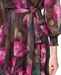 Dkny Petite Long-Sleeve Surplice Neck Faux-Wrap Dress