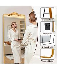 Antok Retro Full Length Mirror, 58"x18" Carved Floor Mirror for Bedroom, Hanging Mounted for Living Room Cloakroom
