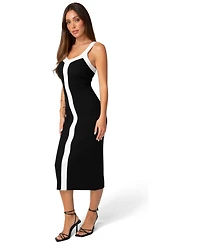 Bebe Womens Colorblock Ribbed Sweater Tank Dress