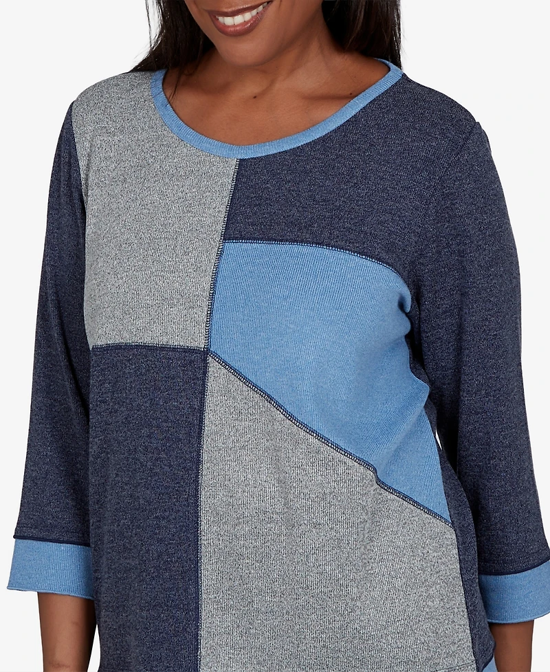 Alfred Dunner Petite Classic Heathered Colorblock Knit Top