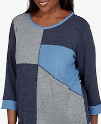 Alfred Dunner Petite Classic Heathered Colorblock Knit Top