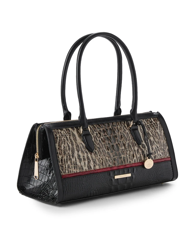 Brahmin Sophia Ocelot Calgary Large Leather Satchel Handbag