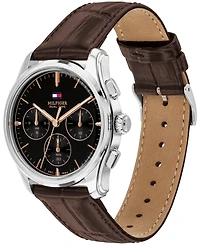 Tommy Hilfiger Men's Multi-Function Dark Brown Leather Strap Watch 38mm
