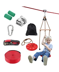 Sevorley 65 ft Backyard Zipline Kit for Kids and Adults, 500 lb Capacity, with Swing Seat and Handlebar
