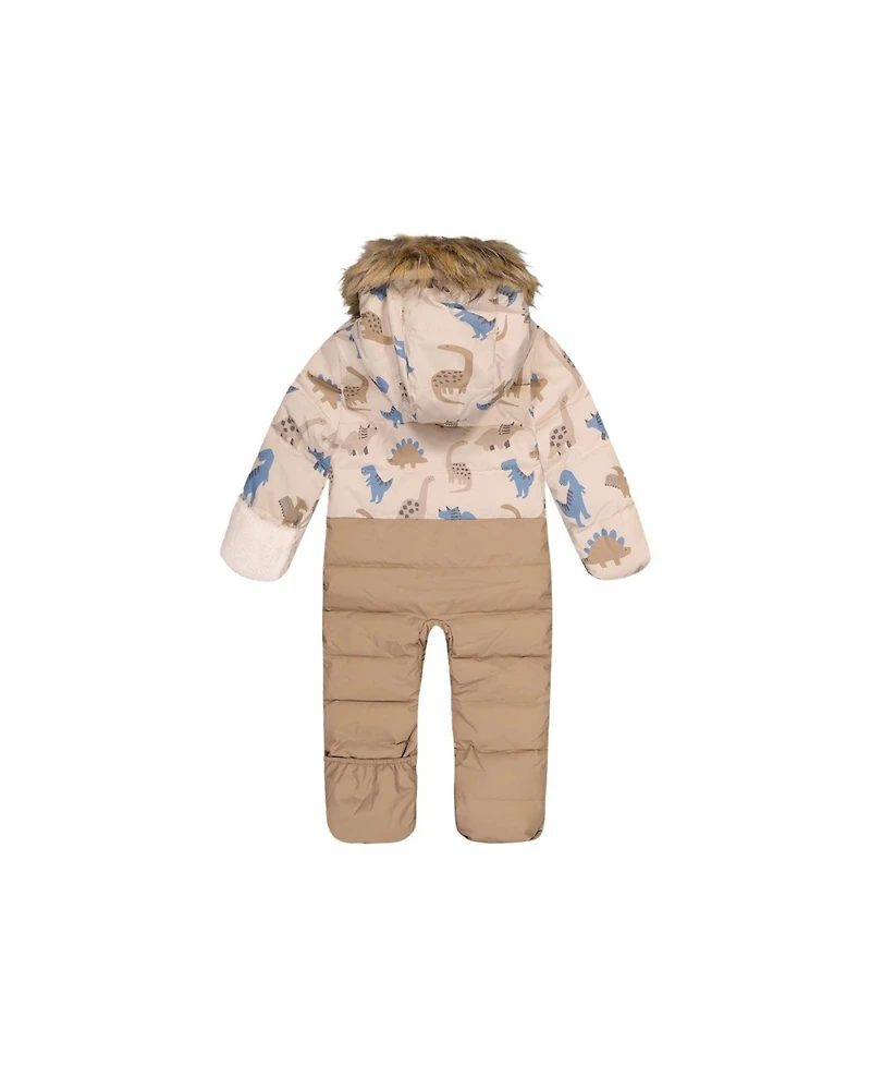 Deux par Baby Boys ( 1M to 24 M ) Snug One Piece Snowsuit Adapted for Car Seats Dinosaur Print
