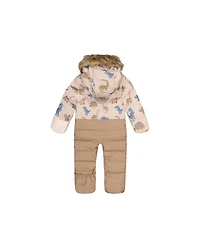 Deux par Baby Boys ( 1M to 24 M ) Snug One Piece Snowsuit Adapted for Car Seats Dinosaur Print