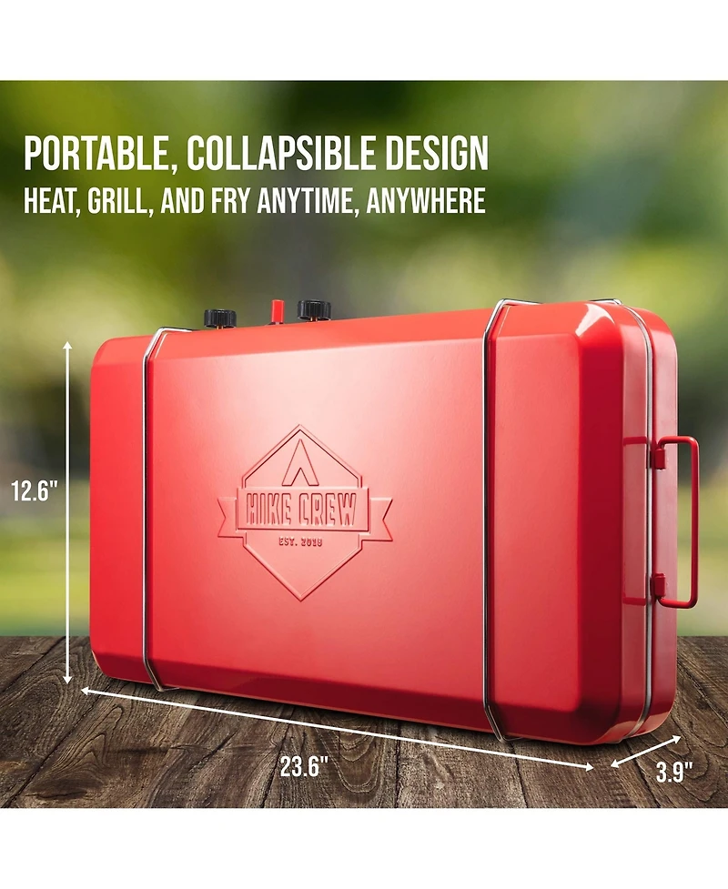 Hike Crew 2-in-1 Gas Camping Stove, Camping Grill & Stove with Igniter and Stainless Drip Tray