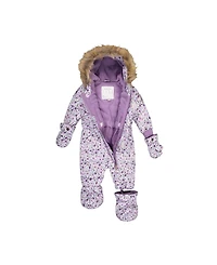 Deux par Baby Girl ( 6M to 24 M ) Original One Piece Puffy Snowsuit with Removable Mittens and Boots Printed Mini Flowers