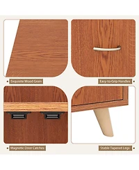 Gymax 36'' Sideboard Buffet Cabinet with Open Compartment 2 Drawers and 3 Doors for Kitchen