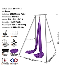 Sevorley Aerial Yoga Stand with Hammock, 9.67 ft Steel Frame, 13.1 Yards Silk, 551 lbs