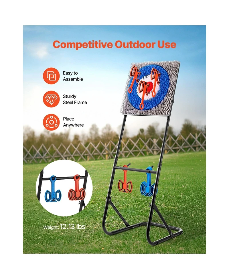 Sevorley Axe Throwing Game Set, Bristle Target with 8 Axes and Foldable Steel Stand