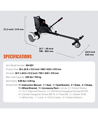 Sevorley Hoverboard Go-Kart Seat Attachment for Kids and Adults, Adjustable Frame, Fits 6.5" to 10" Boards