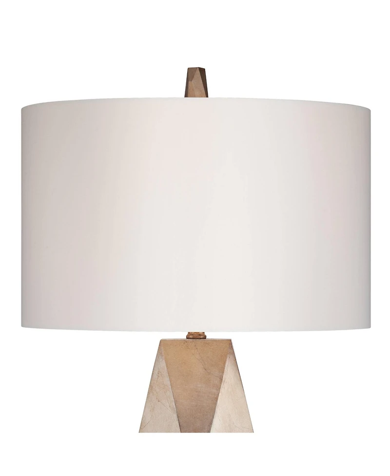 Possini Euro Design Modern Table Lamp with Acrylic Riser 32 1/2" Tall Champagne Drum Shade for Bedroom Living Room
