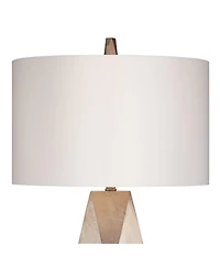 Possini Euro Design Modern Table Lamp with Acrylic Riser 32 1/2" Tall Champagne Drum Shade for Bedroom Living Room