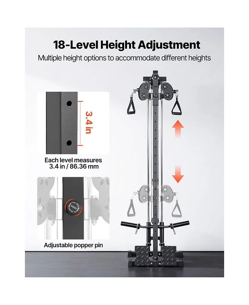 Sevorley Wall-Mount Lat Pull Down Machine 3-in-1 Cable Tower 500 lb