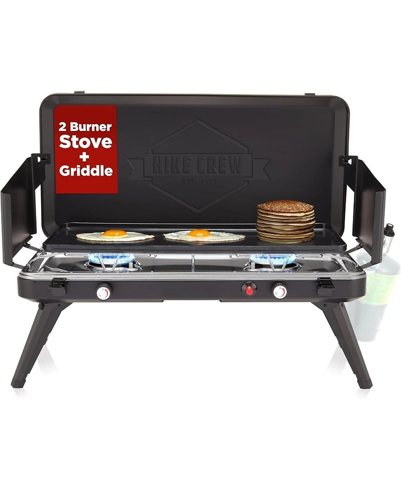 Hike Crew 2-Burner Gas Camping Stove and Griddle