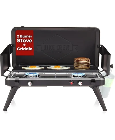 Hike Crew 2-Burner Gas Camping Stove and Griddle