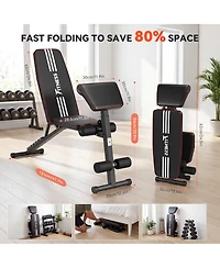 Sugift Adjustable Weight Bench 1000 lbs Foldable Home Gym Heavy-Duty Steel 7-Level Backrest No Assembly