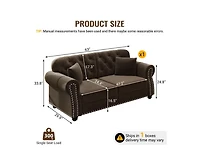 Rainsken 63" Mid-Century Velvet Sofa, Button Tufted Couch with Nailhead Trim, Rolled Armrests and 2 Pillows for Living Room, Apartment, Small Space