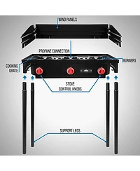 Hike Crew 225,000 Btu Portable Gas Stove with 3 Burners, Legs, Wind Panels and Temperature Control