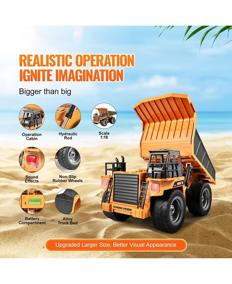 Sevorley 1:18 Scale 9-Channel Metal Bed 4WD Remote Control Dump Truck