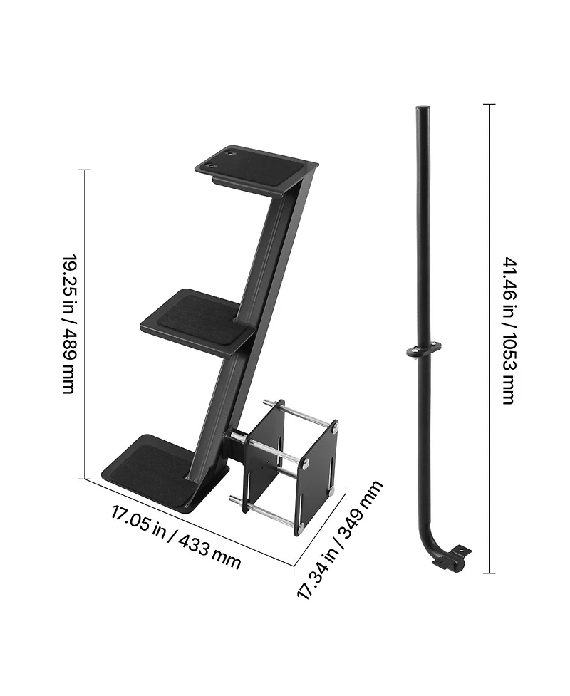 Sevorley 3-Step Boat Trailer Steps with Handrail, Carbon Steel