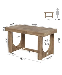 Tribesigns Bar Table, 63-Inch Farmhouse Counter Height Pub Table with Footrest, Kitchen Island, Rectangular Wood-Look High Top Table