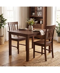 Gymax Dining Chairs Set of 2 Rubber Wood Chairs With High Slat Backrests for Dining Room