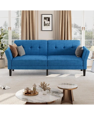 homfan 89" Futon Sofa Bed, Modern Sleeper Couch with Adjustable Backrest and Armrest, Convertible Bed Deep Seat for Living Room Bedroom