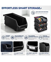 Sorbus Extra Small Open Front Stackable Garage Storage Bin - Heavy Duty Plastic Organizer Tote for Tools, Hardware and Shelving