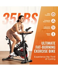 Sevorley Indoor Cycling Exercise Bike, Magnetic Resistance, Belt Drive, Lcd Monitor, 35 lbs Flywheel