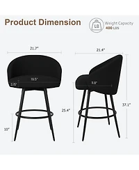 homfan Bar Stools Set of 6, Swivel Counter Height with Back, Polyester Knit Upholstered 25.4 Modern Chair, Metal Frame with Footrest for Kitchen